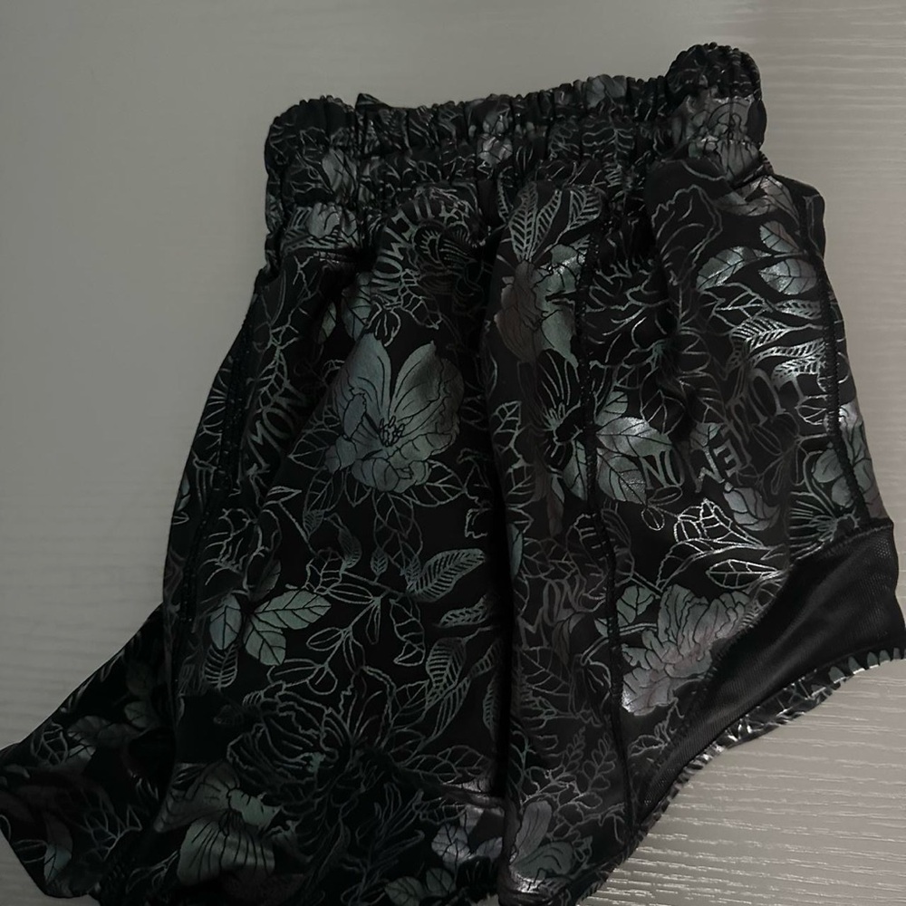 Floral Black and Green Shorts Lululemon shorts